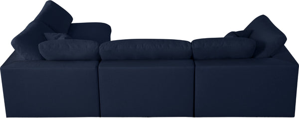 Serene Linen Textured Fabric / Down / Polyester / Engineered Wood Contemporary Navy Linen Textured Fabric Deluxe Cloud-Like Comfort Modular Sectional - 119" W x 79" D x 32" H
