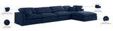 Serene Linen Textured Fabric / Down / Polyester / Engineered Wood Contemporary Navy Linen Textured Fabric Deluxe Cloud-Like Comfort Modular Sectional - 158" W x 80" D x 32" H
