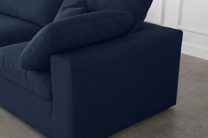 Serene Linen Textured Fabric / Down / Polyester / Engineered Wood Contemporary Navy Linen Textured Fabric Deluxe Cloud-Like Comfort Modular Sectional - 158" W x 80" D x 32" H