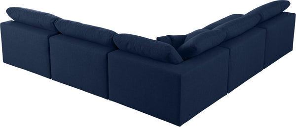 Serene Linen Textured Fabric / Down / Polyester / Engineered Wood Contemporary Navy Linen Textured Fabric Deluxe Cloud-Like Comfort Modular Sectional - 118" W x 120" D x 32" H