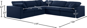 Serene Linen Textured Fabric / Down / Polyester / Engineered Wood Contemporary Navy Linen Textured Fabric Deluxe Cloud-Like Comfort Modular Sectional - 119" W x 120" D x 32" H