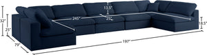 Serene Linen Textured Fabric / Down / Polyester / Engineered Wood Contemporary Navy Linen Textured Fabric Deluxe Cloud-Like Comfort Modular Sectional - 197" W x 79" D x 32" H