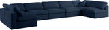 Serene Linen Textured Fabric / Down / Polyester / Engineered Wood Contemporary Navy Linen Textured Fabric Deluxe Cloud-Like Comfort Modular Sectional - 197" W x 79" D x 32" H
