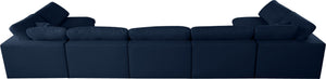 Serene Linen Textured Fabric / Down / Polyester / Engineered Wood Contemporary Navy Linen Textured Fabric Deluxe Cloud-Like Comfort Modular Sectional - 197" W x 79" D x 32" H