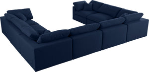 Serene Linen Textured Fabric / Down / Polyester / Engineered Wood Contemporary Navy Linen Textured Fabric Deluxe Cloud-Like Comfort Modular Sectional - 158" W x 120" D x 32" H