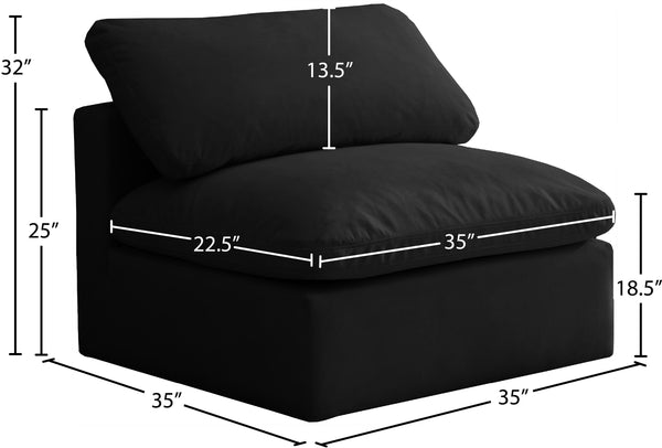 Plush Velvet / Down / Engineered Wood / Foam Contemporary Black Velvet Standard Cloud-Like Comfort Modular Armless Chair - 35" W x 35" D x 32" H