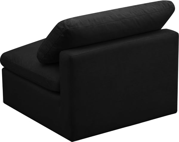 Plush Velvet / Down / Engineered Wood / Foam Contemporary Black Velvet Standard Cloud-Like Comfort Modular Armless Chair - 35" W x 35" D x 32" H