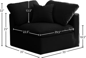 Plush Velvet / Down / Engineered Wood / Foam Contemporary Black Velvet Standard Cloud-Like Comfort Modular Corner Chair - 35" W x 35" D x 32" H