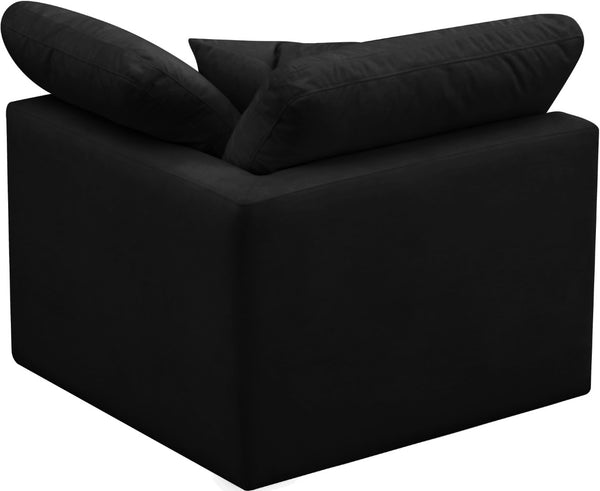 Plush Velvet / Down / Engineered Wood / Foam Contemporary Black Velvet Standard Cloud-Like Comfort Modular Corner Chair - 35" W x 35" D x 32" H