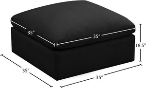 Plush Velvet / Down / Engineered Wood / Foam Contemporary Black Velvet Standard Cloud-Like Comfort Modular Ottoman - 35" W x 35" D x 18.5" H