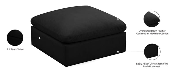 Plush Velvet / Down / Engineered Wood / Foam Contemporary Black Velvet Standard Cloud-Like Comfort Modular Ottoman - 35" W x 35" D x 18.5" H