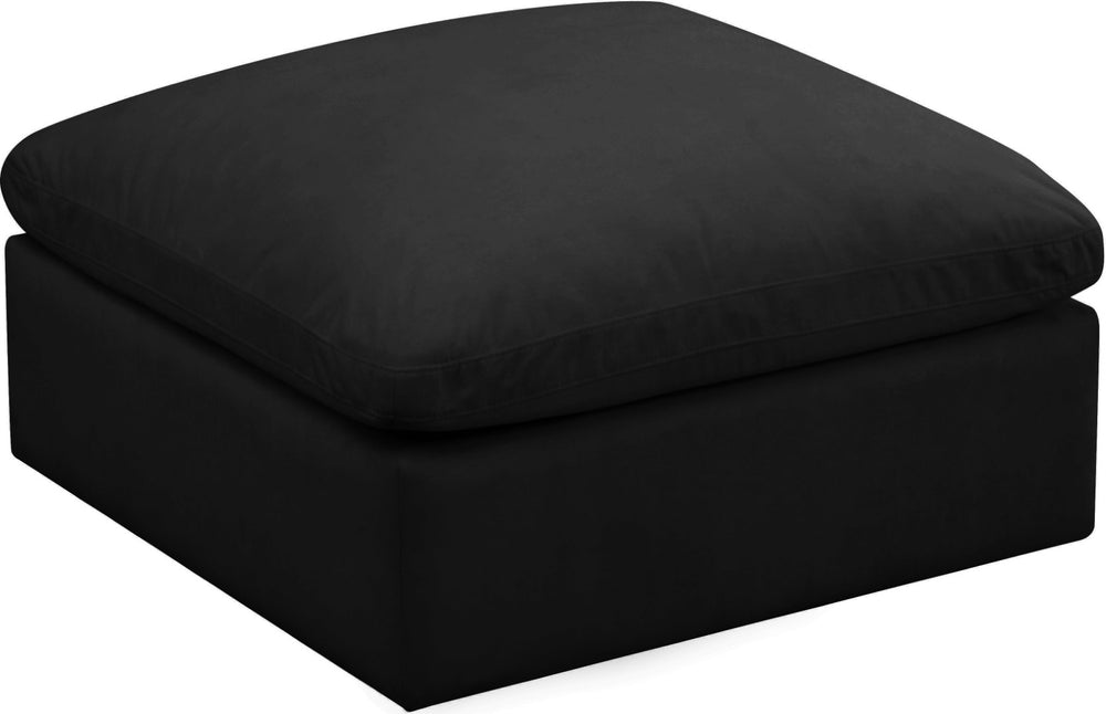 Plush Velvet / Down / Engineered Wood / Foam Contemporary Black Velvet Standard Cloud-Like Comfort Modular Ottoman - 35" W x 35" D x 18.5" H