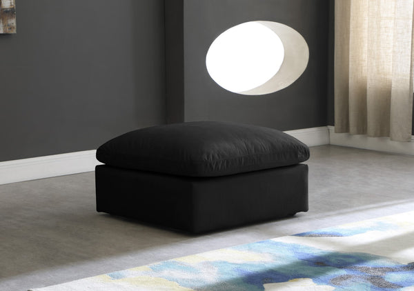 Plush Velvet / Down / Engineered Wood / Foam Contemporary Black Velvet Standard Cloud-Like Comfort Modular Ottoman - 35" W x 35" D x 18.5" H