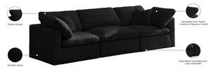 Plush Velvet / Down / Engineered Wood / Foam Contemporary Black Velvet Standard Cloud-Like Comfort Modular Sofa - 105" W x 35" D x 32" H