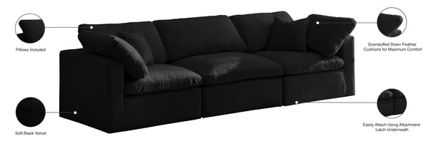 Plush Velvet / Down / Engineered Wood / Foam Contemporary Black Velvet Standard Cloud-Like Comfort Modular Sofa - 105" W x 35" D x 32" H