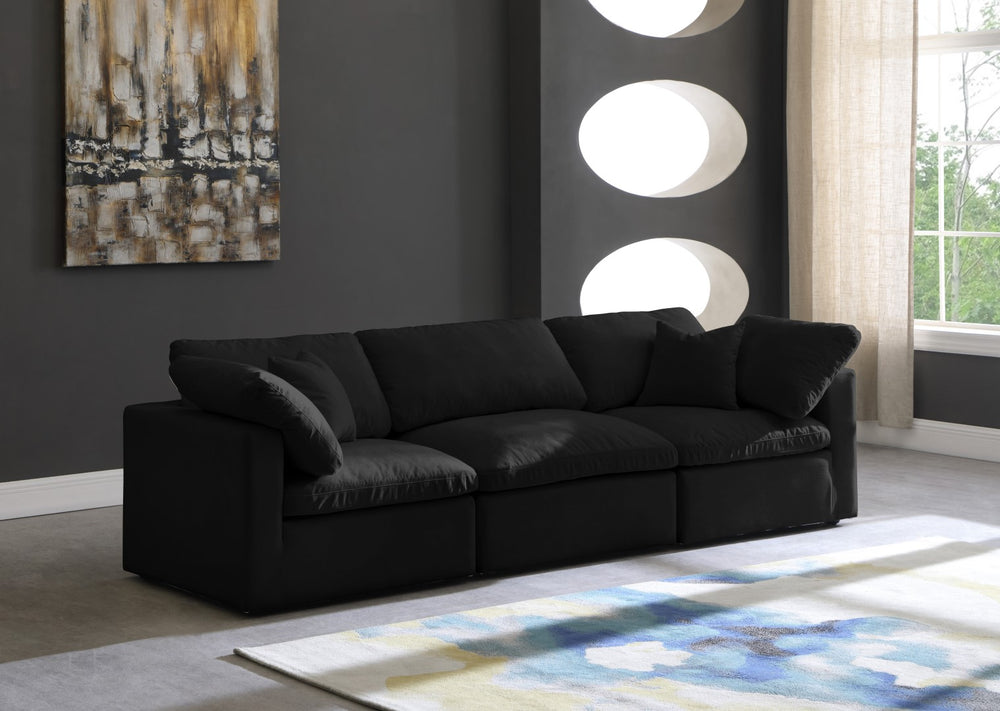 Plush Velvet / Down / Engineered Wood / Foam Contemporary Black Velvet Standard Cloud-Like Comfort Modular Sofa - 105" W x 35" D x 32" H