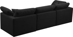 Plush Velvet / Down / Engineered Wood / Foam Contemporary Black Velvet Standard Cloud-Like Comfort Modular Sofa - 105" W x 35" D x 32" H