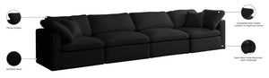 Plush Velvet / Down / Engineered Wood / Foam Contemporary Black Velvet Standard Cloud-Like Comfort Modular Sofa - 140" W x 35" D x 32" H