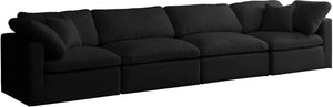 Plush Velvet / Down / Engineered Wood / Foam Contemporary Black Velvet Standard Cloud-Like Comfort Modular Sofa - 140" W x 35" D x 32" H