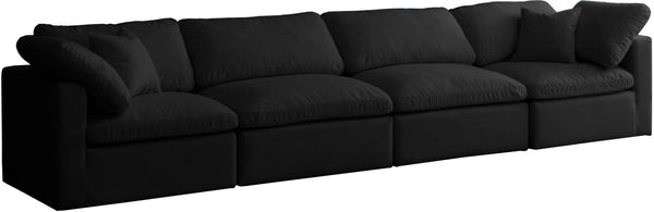 Plush Velvet / Down / Engineered Wood / Foam Contemporary Black Velvet Standard Cloud-Like Comfort Modular Sofa - 140" W x 35" D x 32" H