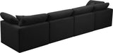 Plush Velvet / Down / Engineered Wood / Foam Contemporary Black Velvet Standard Cloud-Like Comfort Modular Sofa - 140" W x 35" D x 32" H