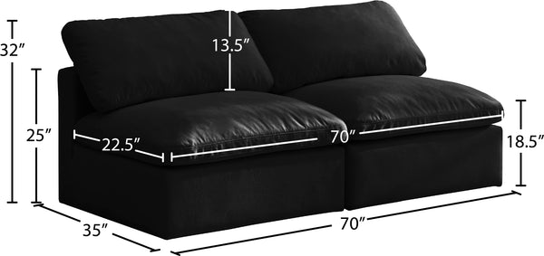 Plush Velvet / Down / Engineered Wood / Foam Contemporary Black Velvet Standard Cloud-Like Comfort Modular Sofa - 70" W x 35" D x 32" H
