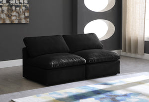 Plush Velvet / Down / Engineered Wood / Foam Contemporary Black Velvet Standard Cloud-Like Comfort Modular Sofa - 70" W x 35" D x 32" H