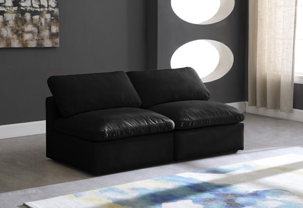 Plush Velvet / Down / Engineered Wood / Foam Contemporary Black Velvet Standard Cloud-Like Comfort Modular Sofa - 70" W x 35" D x 32" H