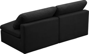 Plush Velvet / Down / Engineered Wood / Foam Contemporary Black Velvet Standard Cloud-Like Comfort Modular Sofa - 70" W x 35" D x 32" H