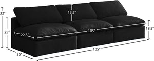 Plush Velvet / Down / Engineered Wood / Foam Contemporary Black Velvet Standard Cloud-Like Comfort Modular Sofa - 105" W x 35" D x 32" H