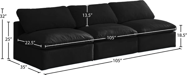 Plush Velvet / Down / Engineered Wood / Foam Contemporary Black Velvet Standard Cloud-Like Comfort Modular Sofa - 105" W x 35" D x 32" H