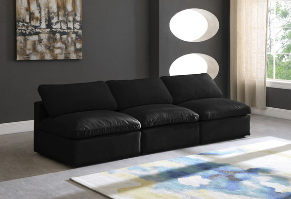 Plush Velvet / Down / Engineered Wood / Foam Contemporary Black Velvet Standard Cloud-Like Comfort Modular Sofa - 105" W x 35" D x 32" H