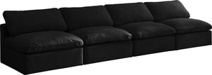 Plush Velvet / Down / Engineered Wood / Foam Contemporary Black Velvet Standard Cloud-Like Comfort Modular Sofa - 140" W x 35" D x 32" H