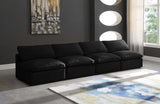 Plush Velvet / Down / Engineered Wood / Foam Contemporary Black Velvet Standard Cloud-Like Comfort Modular Sofa - 140" W x 35" D x 32" H