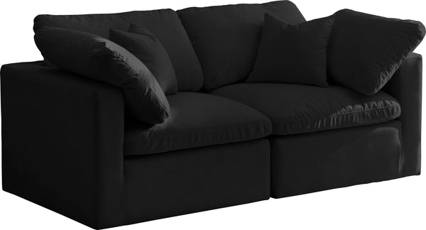 Plush Velvet / Down / Engineered Wood / Foam Contemporary Black Velvet Standard Cloud-Like Comfort Modular Sofa - 70" W x 35" D x 32" H