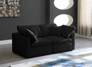 Plush Velvet / Down / Engineered Wood / Foam Contemporary Black Velvet Standard Cloud-Like Comfort Modular Sofa - 70" W x 35" D x 32" H