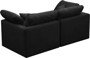Plush Velvet / Down / Engineered Wood / Foam Contemporary Black Velvet Standard Cloud-Like Comfort Modular Sofa - 70" W x 35" D x 32" H