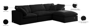 Plush Velvet / Down / Engineered Wood / Foam Contemporary Black Velvet Standard Cloud-Like Comfort Modular Sectional - 105" W x 70" D x 32" H