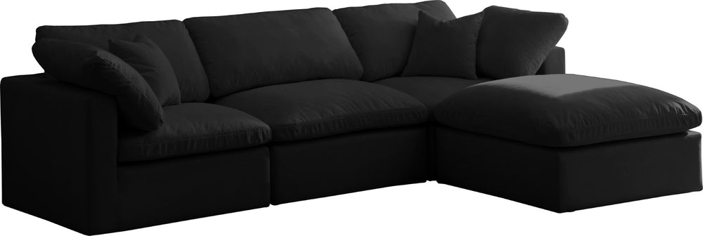 Plush Velvet / Down / Engineered Wood / Foam Contemporary Black Velvet Standard Cloud-Like Comfort Modular Sectional - 105" W x 70" D x 32" H