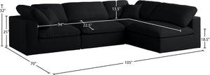 Plush Velvet / Down / Engineered Wood / Foam Contemporary Black Velvet Standard Cloud-Like Comfort Modular Sectional - 105" W x 70" D x 32" H