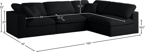 Plush Velvet / Down / Engineered Wood / Foam Contemporary Black Velvet Standard Cloud-Like Comfort Modular Sectional - 105" W x 70" D x 32" H