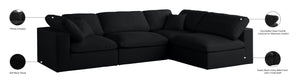 Plush Velvet / Down / Engineered Wood / Foam Contemporary Black Velvet Standard Cloud-Like Comfort Modular Sectional - 105" W x 70" D x 32" H