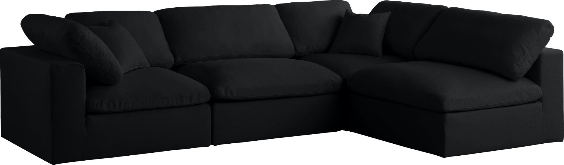 Meridian Furniture Plush Standard Black Velvet Modular Sectional - Thumbnail 4