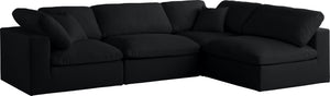 Plush Velvet / Down / Engineered Wood / Foam Contemporary Black Velvet Standard Cloud-Like Comfort Modular Sectional - 105" W x 70" D x 32" H