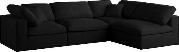 Plush Velvet / Down / Engineered Wood / Foam Contemporary Black Velvet Standard Cloud-Like Comfort Modular Sectional - 105" W x 70" D x 32" H