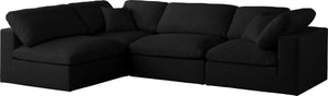 Plush Velvet / Down / Engineered Wood / Foam Contemporary Black Velvet Standard Cloud-Like Comfort Modular Sectional - 105" W x 70" D x 32" H