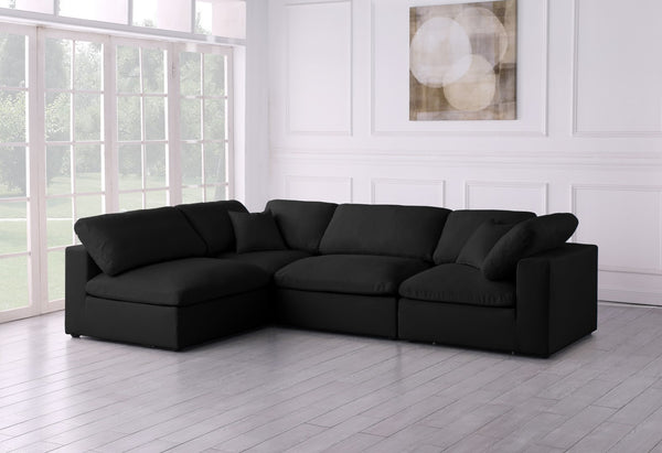 Plush Velvet / Down / Engineered Wood / Foam Contemporary Black Velvet Standard Cloud-Like Comfort Modular Sectional - 105" W x 70" D x 32" H