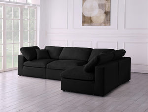 Plush Velvet / Down / Engineered Wood / Foam Contemporary Black Velvet Standard Cloud-Like Comfort Modular Sectional - 105" W x 70" D x 32" H