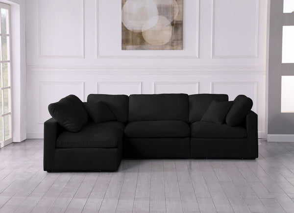 Plush Velvet / Down / Engineered Wood / Foam Contemporary Black Velvet Standard Cloud-Like Comfort Modular Sectional - 105" W x 70" D x 32" H