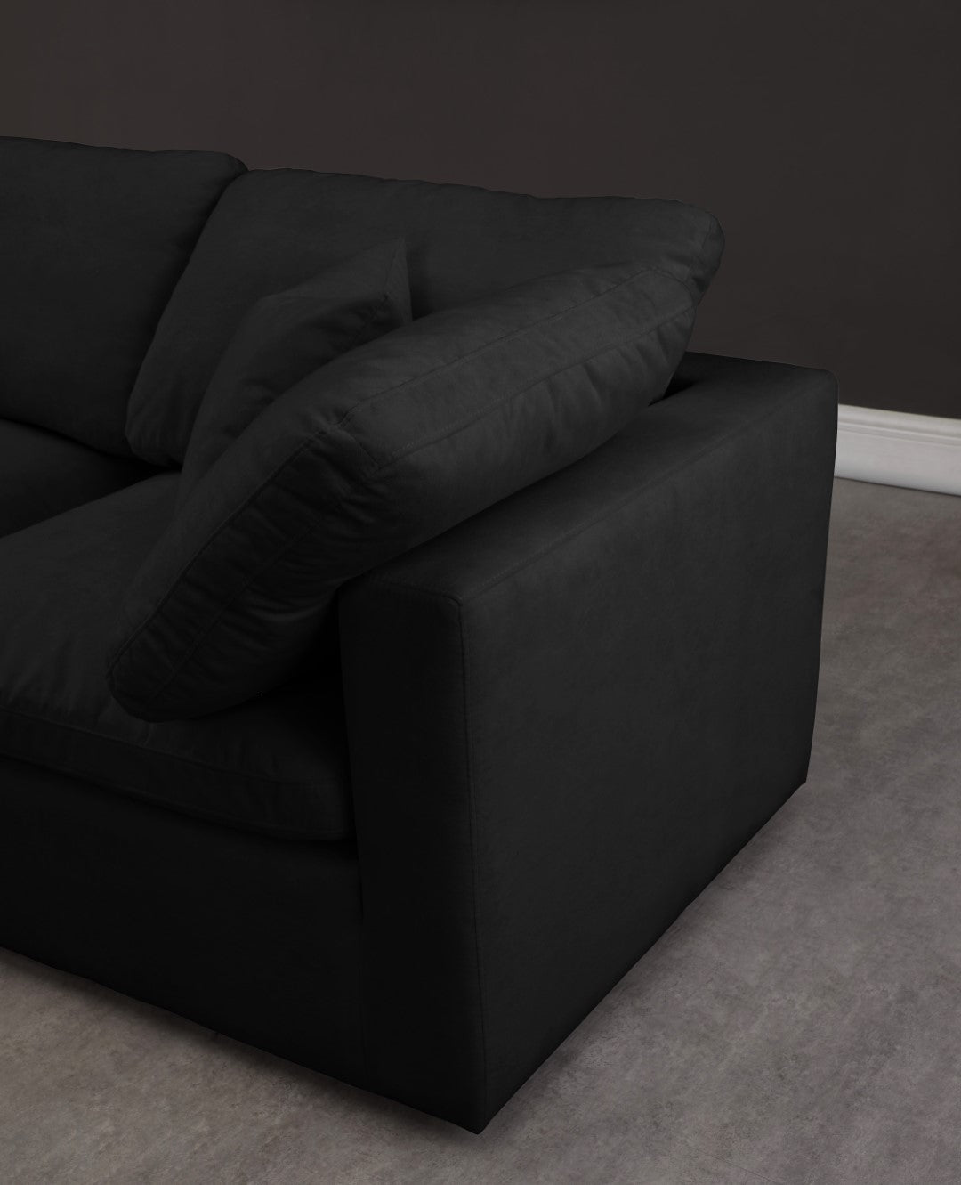 Meridian Furniture Plush Standard Black Velvet Modular Sectional